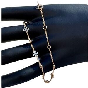 TORY BURCH Kira Double-T Delicate Chain Bracelet 18K GP Adjustable